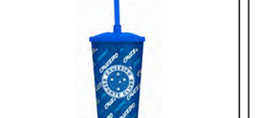 Copo Plástico com Canudo Times 500ml - Cruzeiro